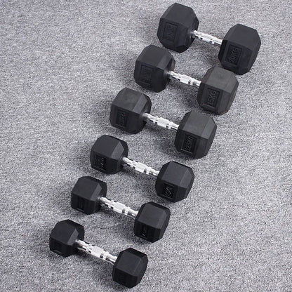 Rubber Hex Dumbbells 