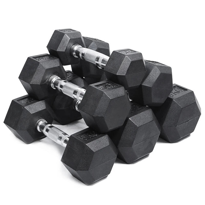 Rubber Hex Dumbbells 