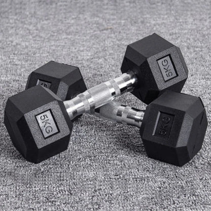 Rubber Hex Dumbbells 